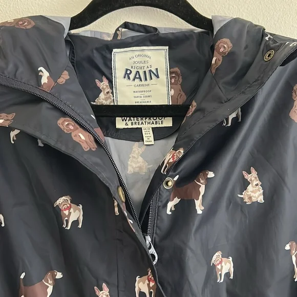 Joules Navy Dog Print Raincoat with hood Size 6 - Picture 2 of 4